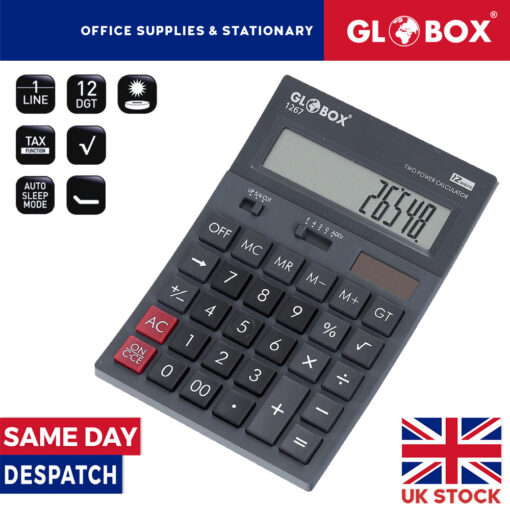 12 Digit Calculator One Line Tax Function Desktop Type Black