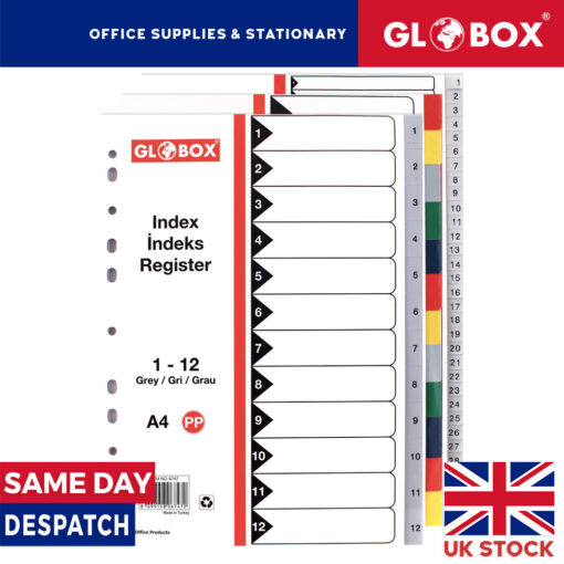 A4 Mylar Index PP Dividers - Tabs-Numbers-Letters-Months-Blank