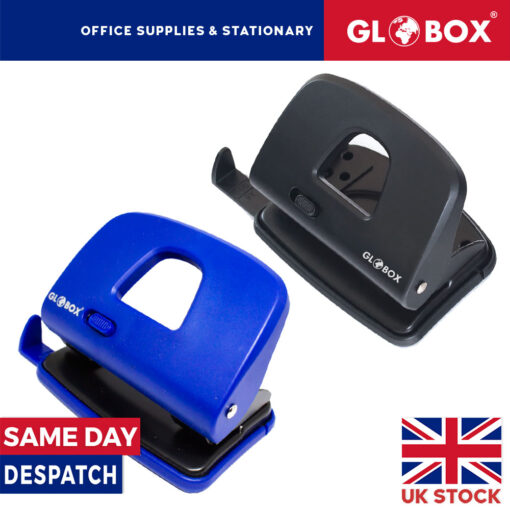 20 Sheet Medium Size Capacity Paper Hole Punch - Black / Blue