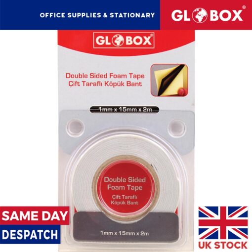 2x Double Sided Foam Tape Strong Transparent 1mm Thick and 15mm Wide