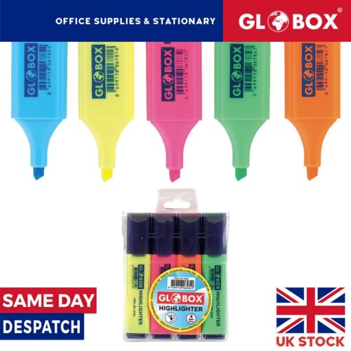 4 PCS Assorted Premium Highlighter Pens Fluorescent Pens Bright Colours Markers