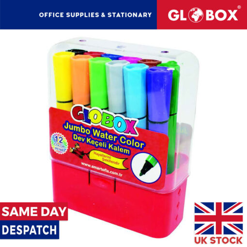 Jumbo Felt Tip Pens - 12 Brilliant Colors - Non-Toxic - Comfortable, Smooth Drawing
