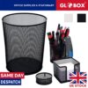 Metal Mesh Bin & Office Set Pen Pot Tidy Note Block Cube Holder