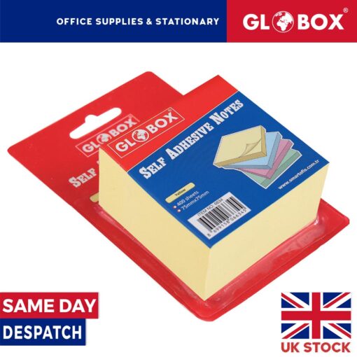 2 x Self Adhesive Notes - Sticky Post Notes - 75mm x 75mm x 400 Sheets