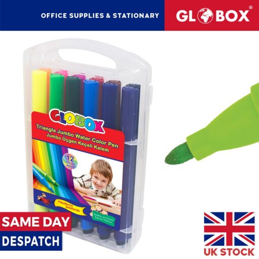 Triangle Jumbo Water Colour Pen 12 Brilliant Colours Non-Toxic