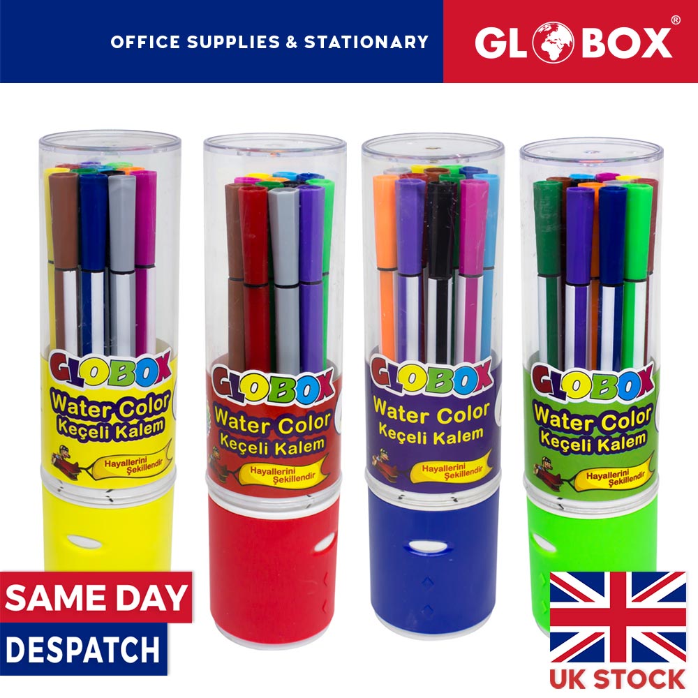 12 Felt Tip Pens - Non-Toxic - Brilliant Colors in Rounded PP Box