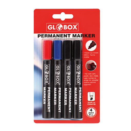 4 Pcs Pack Permanent Marker Pens - Bullet Tip - Black Blue Red - Excellent Quality