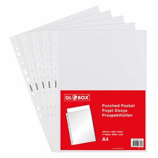 100 Pack of A4 Clear Plastic Punched Poly Pockets Folders Filing Wallets Sleeves