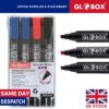2 Packs of Permanent Marker Pens - Chisel Tip 4 Pcs (2 Blue, 1 Black, 1 Red)