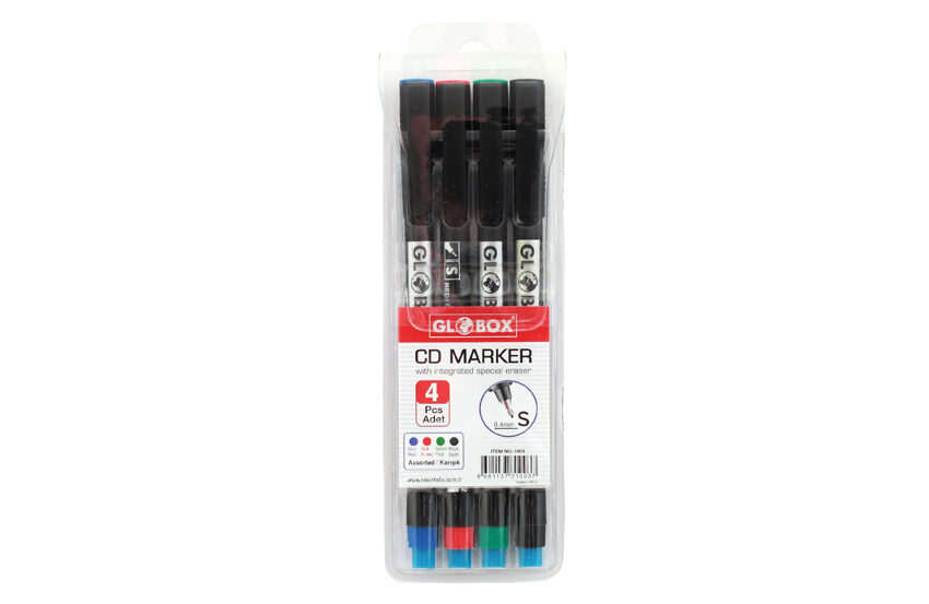 Super Point OHP-CD Pen (0,4 mm) with Eraser 4pcs Assorted in Pack