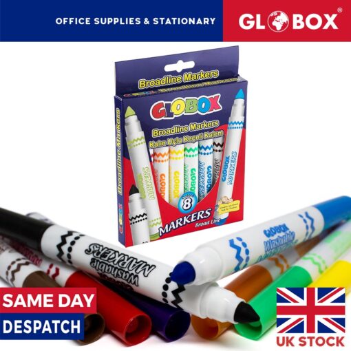 8 Colors Broadline Markers - Comfortable, Smooth Drawing, Non-Toxic, Washable