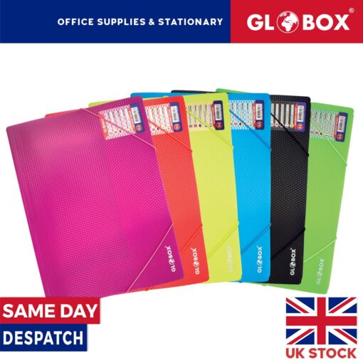 A4 Neon Document Folder - Document Wallet Paper Storage Folder with Elastic Cord
