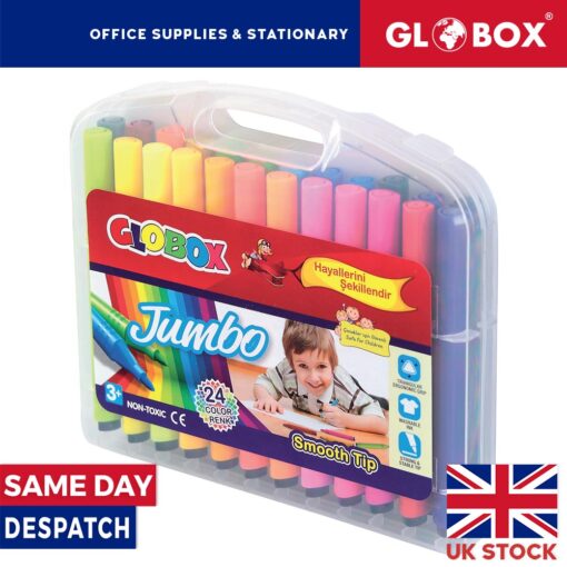 24 Felt Tip Pens - Smooth Tip - Non-toxic - Triangle Jumbo Water Color Pen