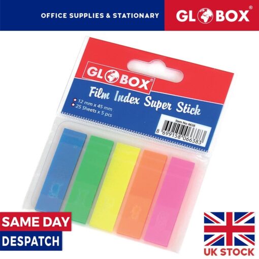 125 x Sticky Adhesive Index Tabs - Post Highlighter Flags - Neon Page Marker