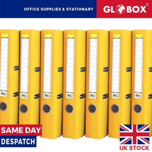 10x Yellow 55mm Lever Arch Files Fixed Mechanism  PVC Coated