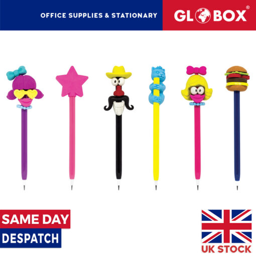 6pcs x Pencil with Mixed Figured Eraser Set - Fun Writing Set - Back to School