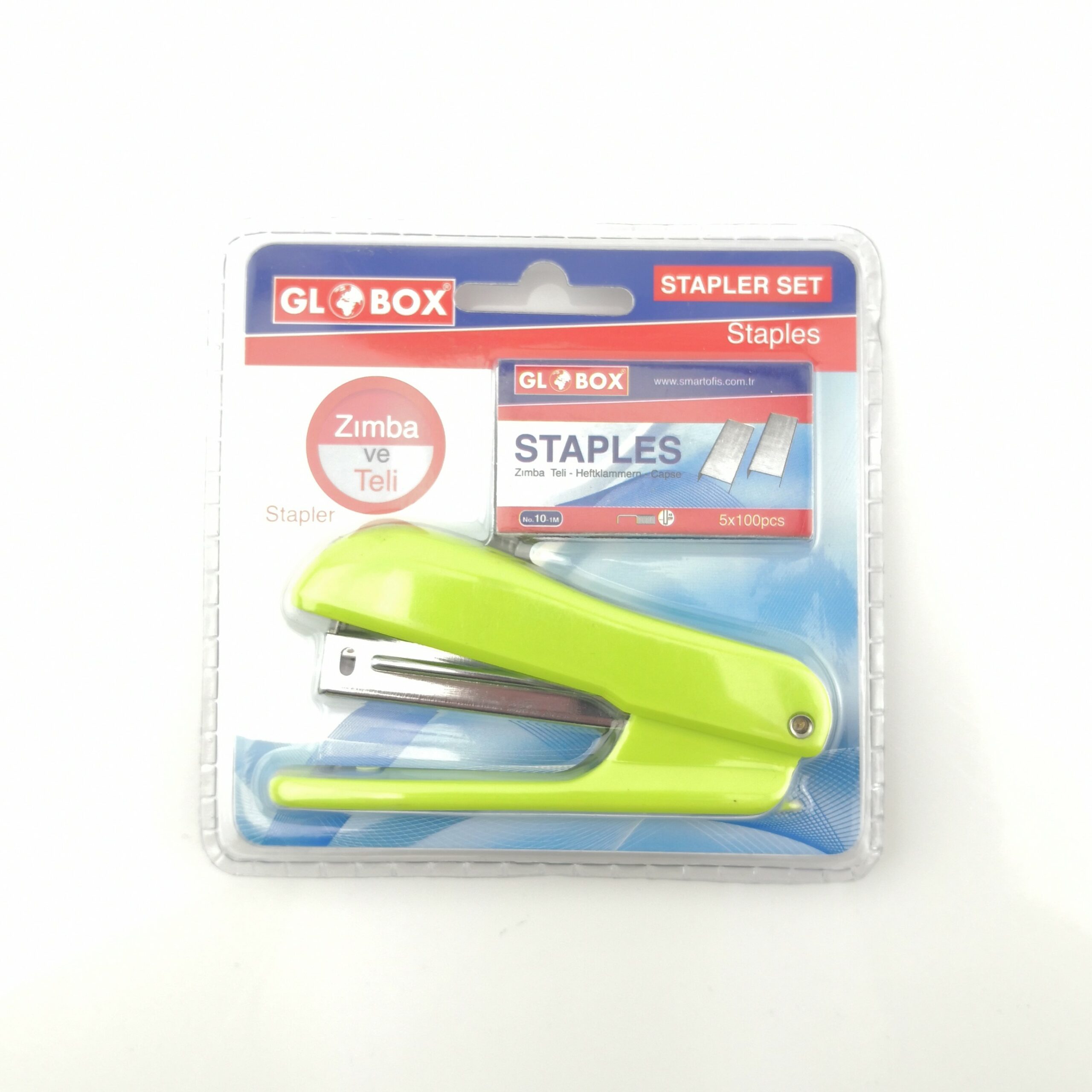 Stapler Set and Staples Set - 5 x 100pcs Staples - Home, Office, Desk, School - GREEN