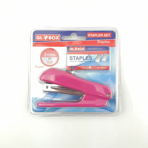 Stapler Set and Staples Set - 5 x 100pcs Staples - Home, Office, Desk, School - PINK